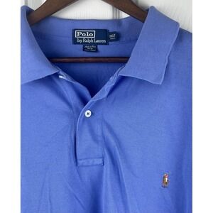 Polo Ralph Lauren Polo Shirt Mens 3XLT Tall Blue Pima Cotton Flesh Pony Mesh